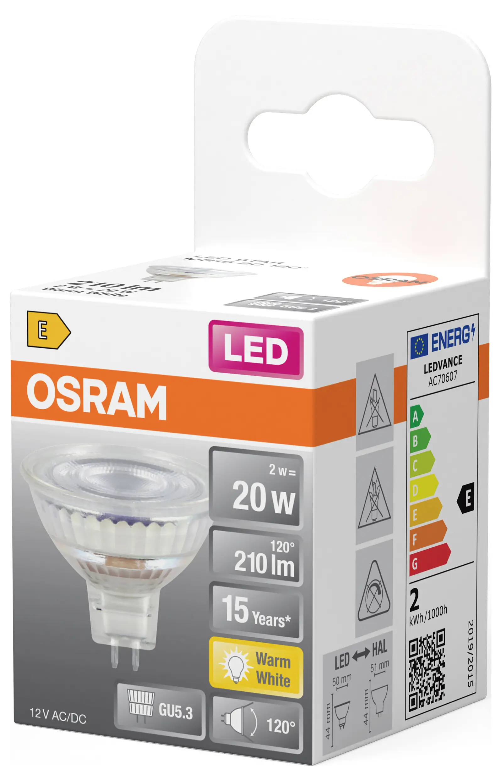 Світлодіодна лампа-прожектор OSRAM HOMELIGHTING 4099854458361 GU5.3 2 Вт теплий білий 1 шт.