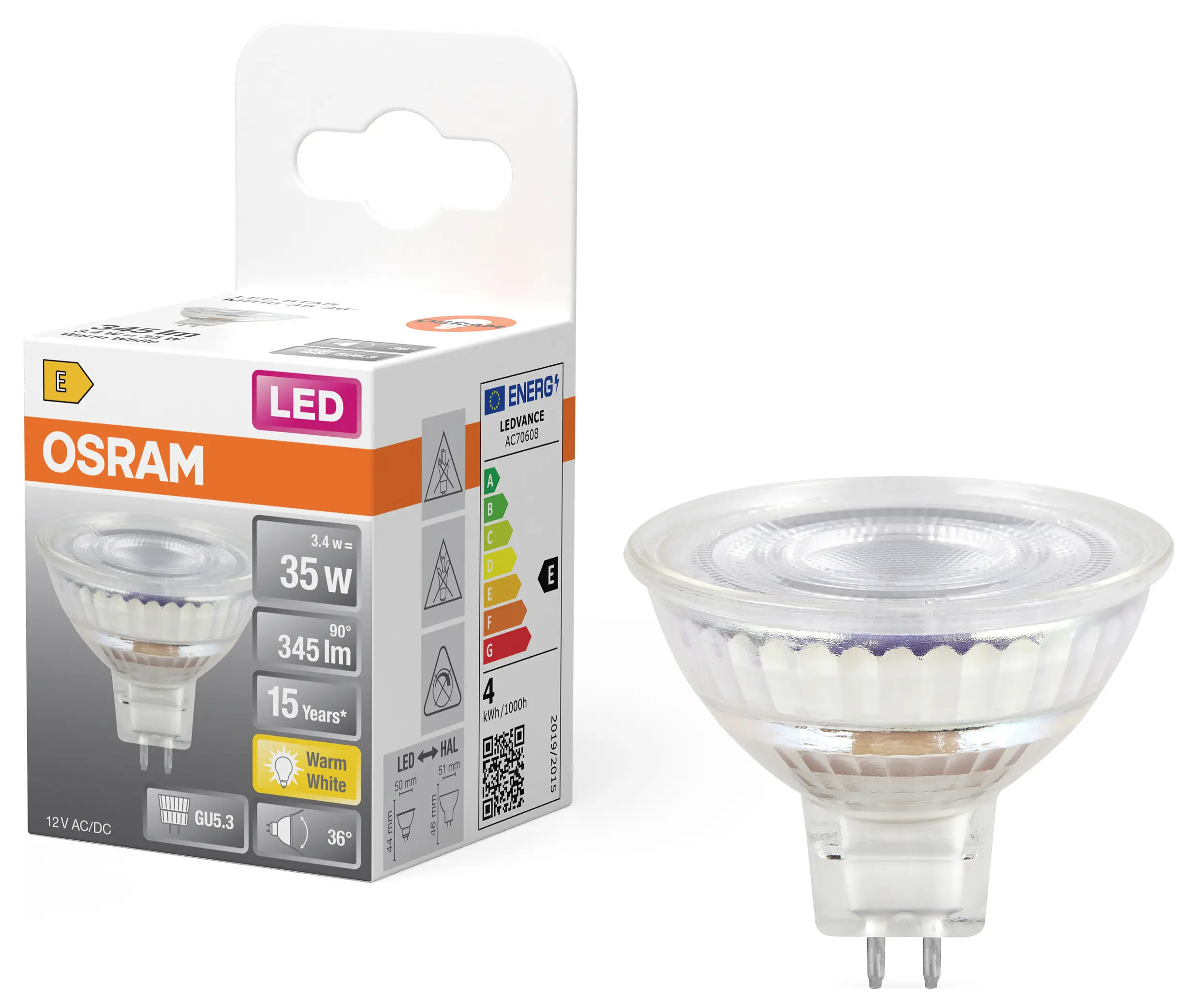 Світлодіодна лампа-прожектор OSRAM HOMELIGHTING 4099854458385 GU5.3 3.4 Вт теплий білий 1 шт.