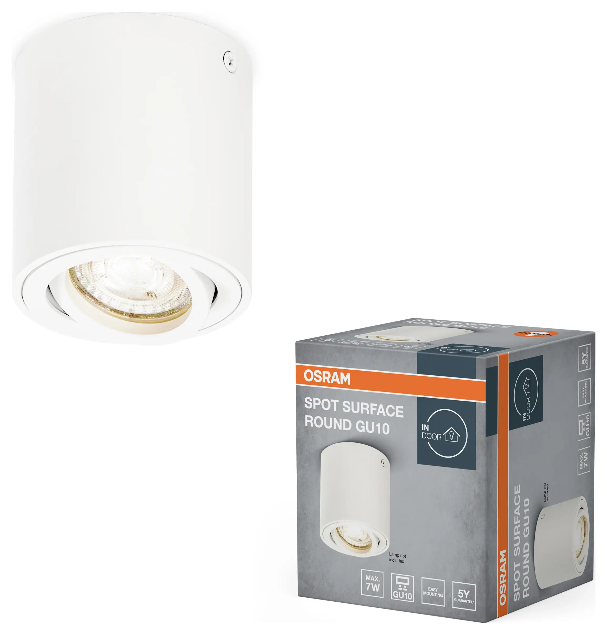 Настенный уличный светильник OSRAM HOMELIGHTING Spot Surface Round GU10 White 4099854446009 IP20