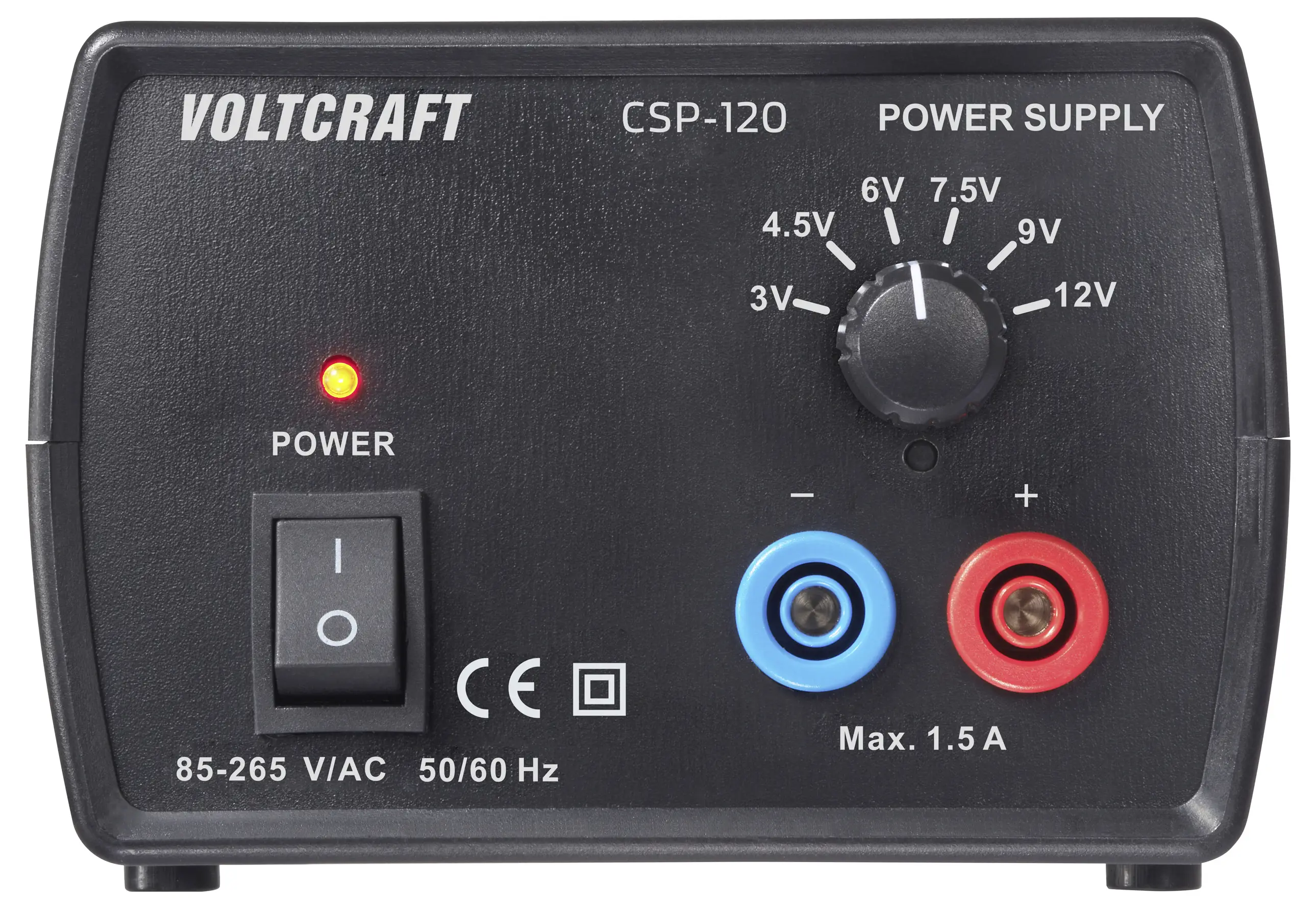 Регулируемый лабораторный источник питания VOLTCRAFT CSP-120. Напряжение постоянного тока: 3 В, 4,5 В, 6 В, 7,5 В, 9 В, 12 В; ток: