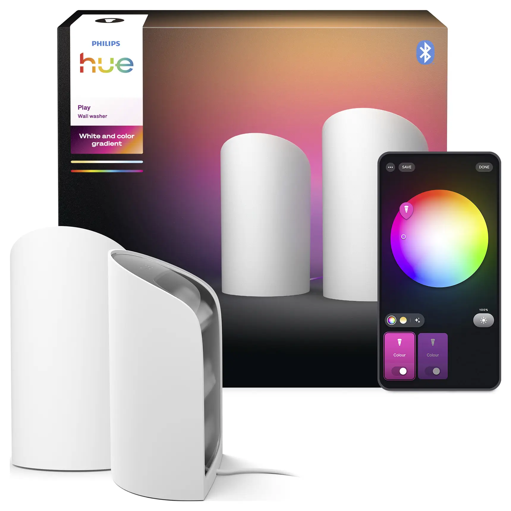 Philips Hue Настольная лампа 8720169385931 Philips Hue Play Настенная мойка, Doppelpack, белый светодиод 20 Вт