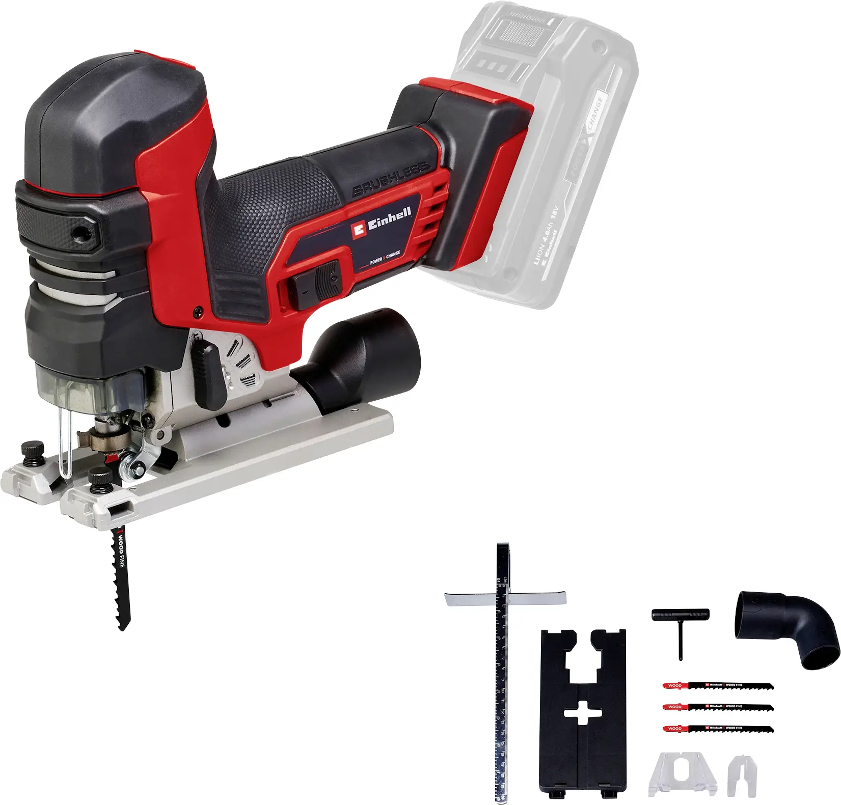 Аккумуляторный лобзик Einhell 4321265+4540011 В комплекте электронный футляр, без зарядного устройства, без аккумулятора Количеств