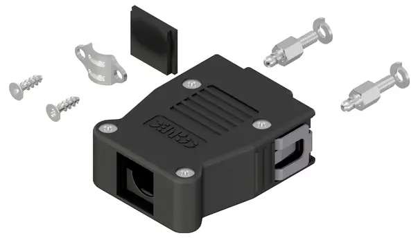 Корпус разъема D-SUB Conec SnapLock 16-003250E. Количество контактов: 9, пластик, 90°, 180°, черный, 1 шт.