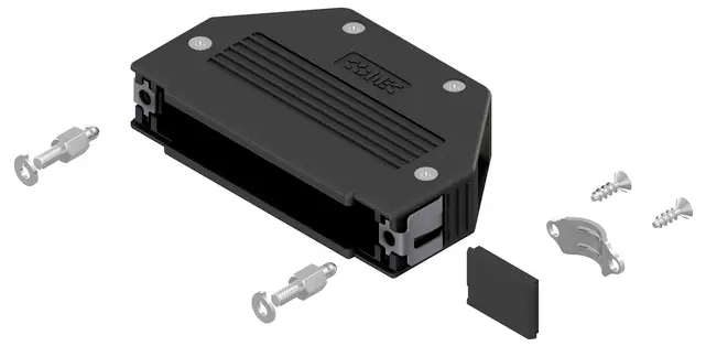 Корпус разъема D-SUB Conec SnapLock 16-003280E. Количество контактов: 37. Пластик, угол 90°, 180°, черный. 1 шт.