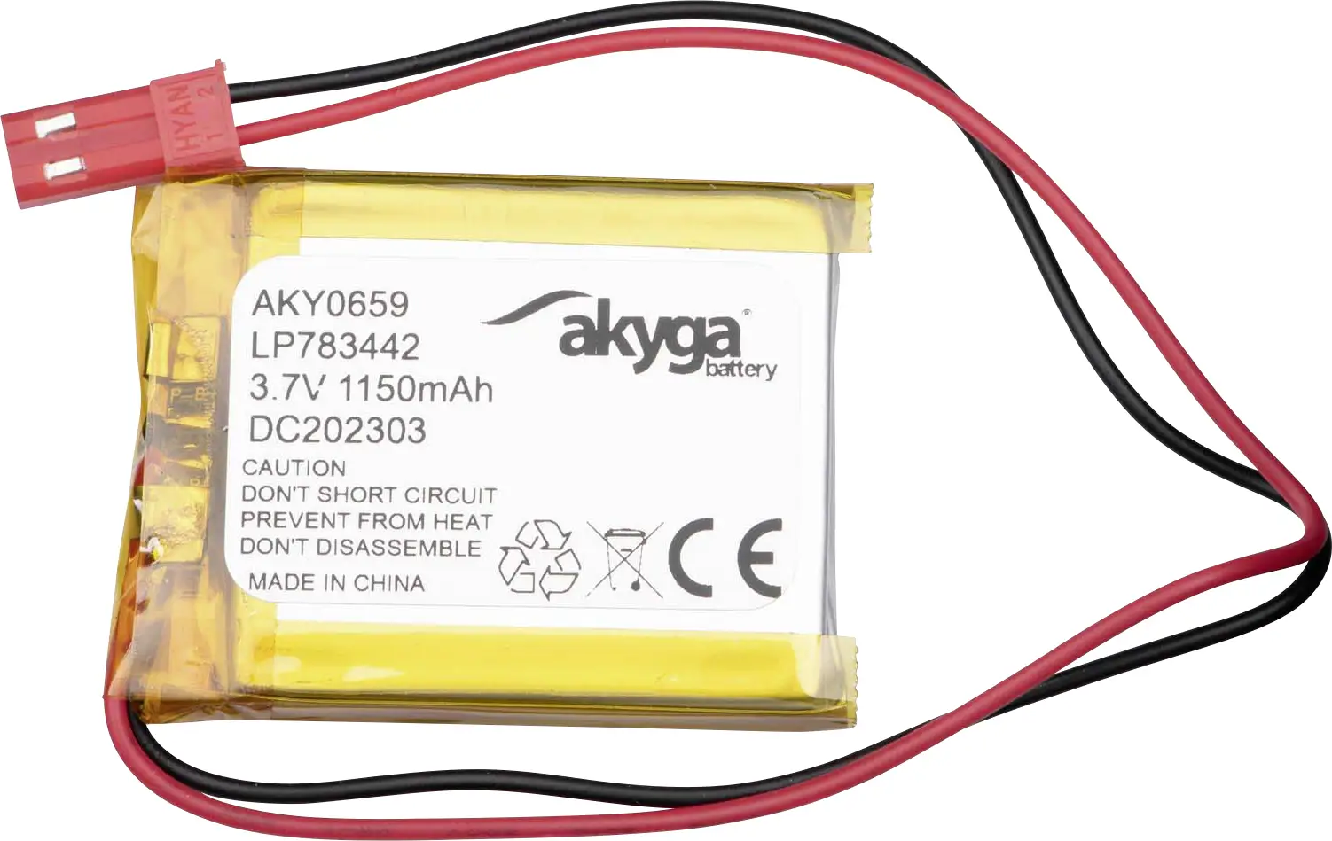 Акумуляторна батарея (LiPo) 3,7 В 1150 мАг Akyga JST