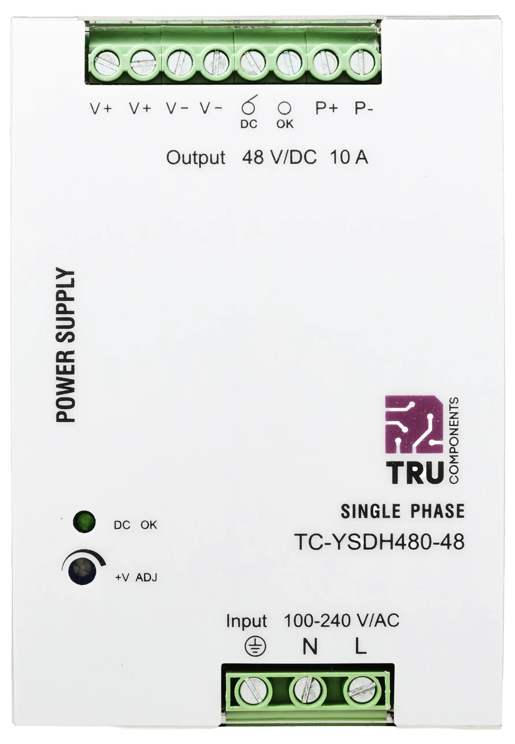 Блок питания TRU COMPONENTS TC-13864576 для DIN-рейки, 48 В/постоянный ток, 10 А, 480 Вт. Количество выходов: 1. Описание: 1 шт.