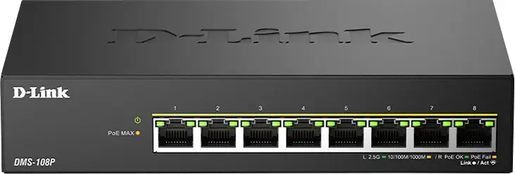 Сетевой коммутатор D-Link DMS-108P/E с разъемом RJ45 и функцией PoE