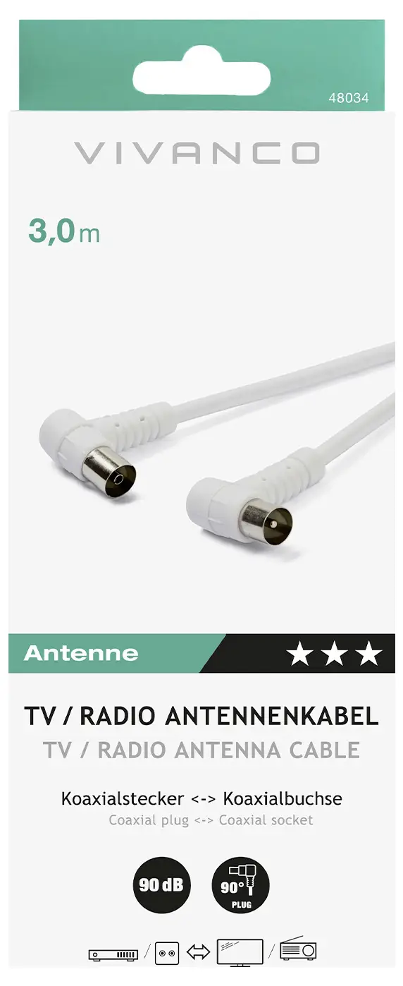 Кабель Vivanco VVANCABMF30090W, 90 дБ, 3 м