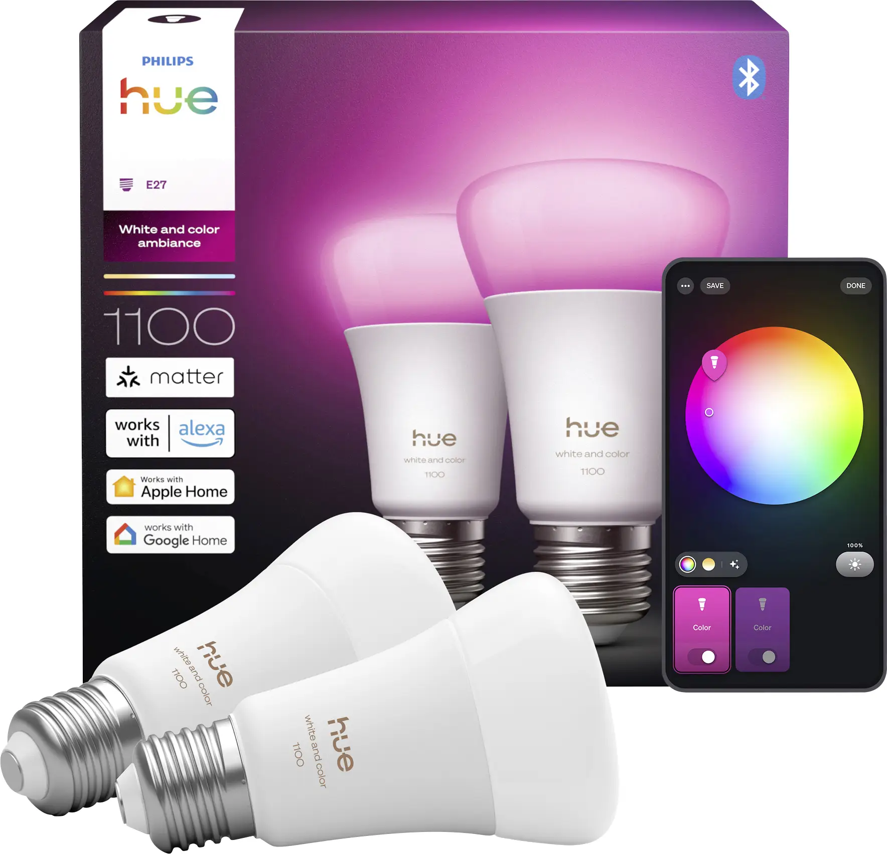 Светодиодная лампа Philips Hue 929003853502 EEK: D (A - G) Hue Белый и цветная, многоцветная