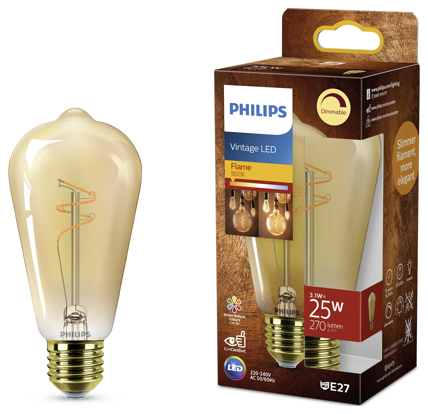 Светодиодная лампа Philips 8721103049056 E-27 3,1 Вт = 25 Вт 270 лм золотистая, янтарная 1 шт.