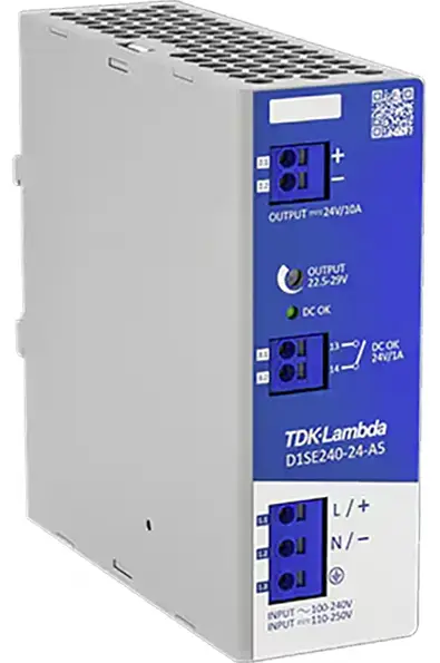 Блок питания TDK-Lambda D1SE240-24-A5 для DIN-рейки, 24 В, 240 Вт. Описание: 1 шт.