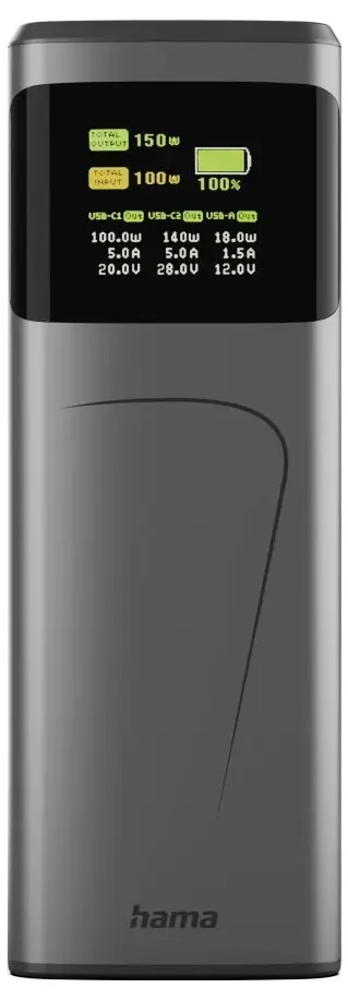 Зовнішній акумулятор Hama High Power Power Delivery 3.0 Li-Ion 24000 мАг, USB-C®, USB-A