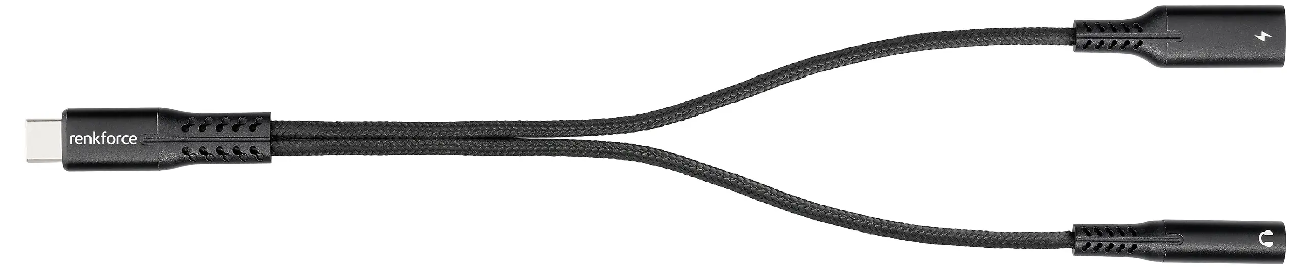 Renkforce USB-C, Аудіоадаптер [1x USB-C чоловічий роз'єм - 1x USB-C жіночий роз'єм (Power Delivery), 3,5 мм штекерний роз'єм, гніз