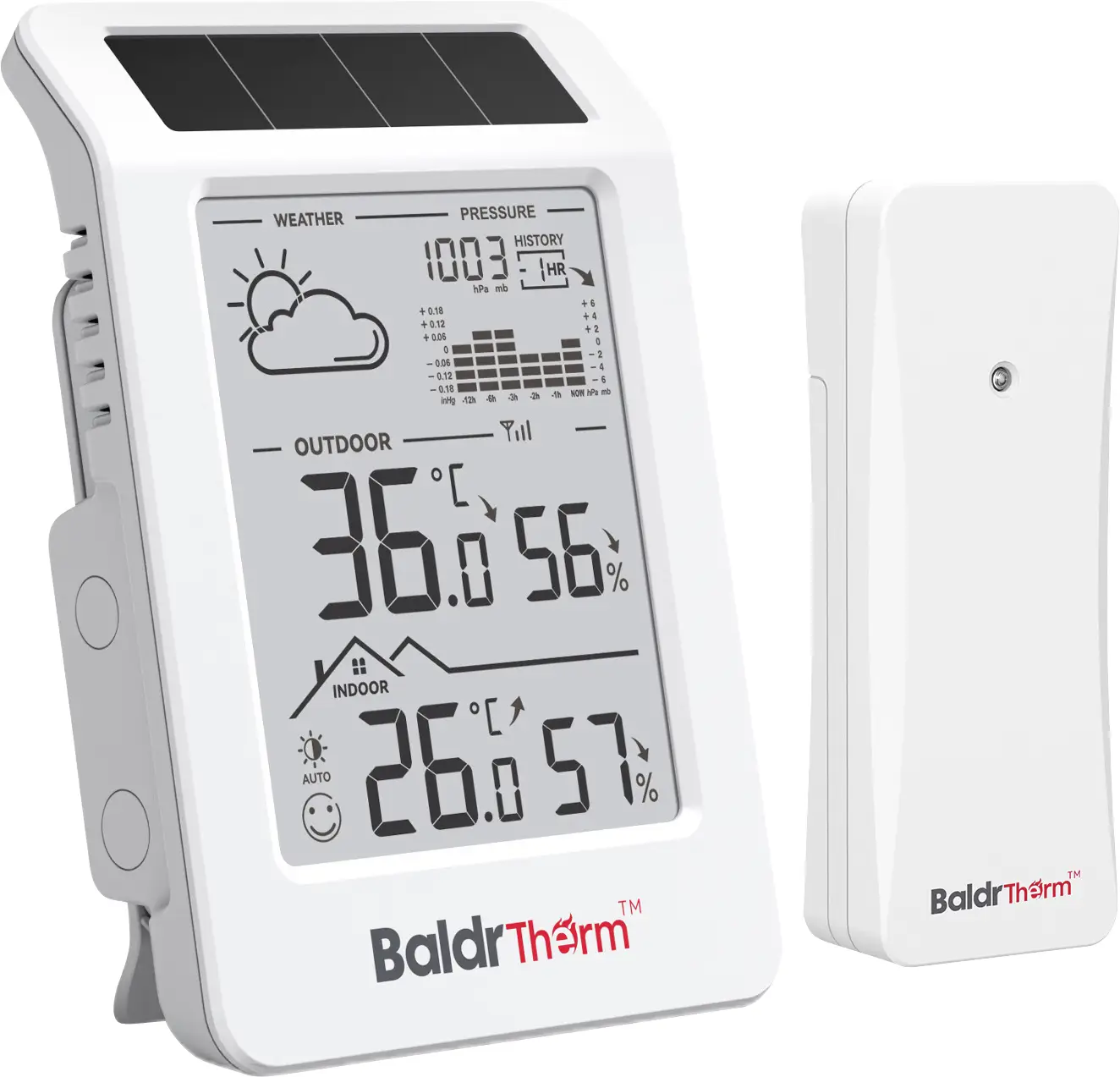 Цифрова метеостанція BaldrTherm білого кольору B0596WT2H2P-V1