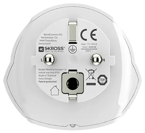 Перехідник Skross 1.500211C-E SKROSS - Länderstecker World to Europe