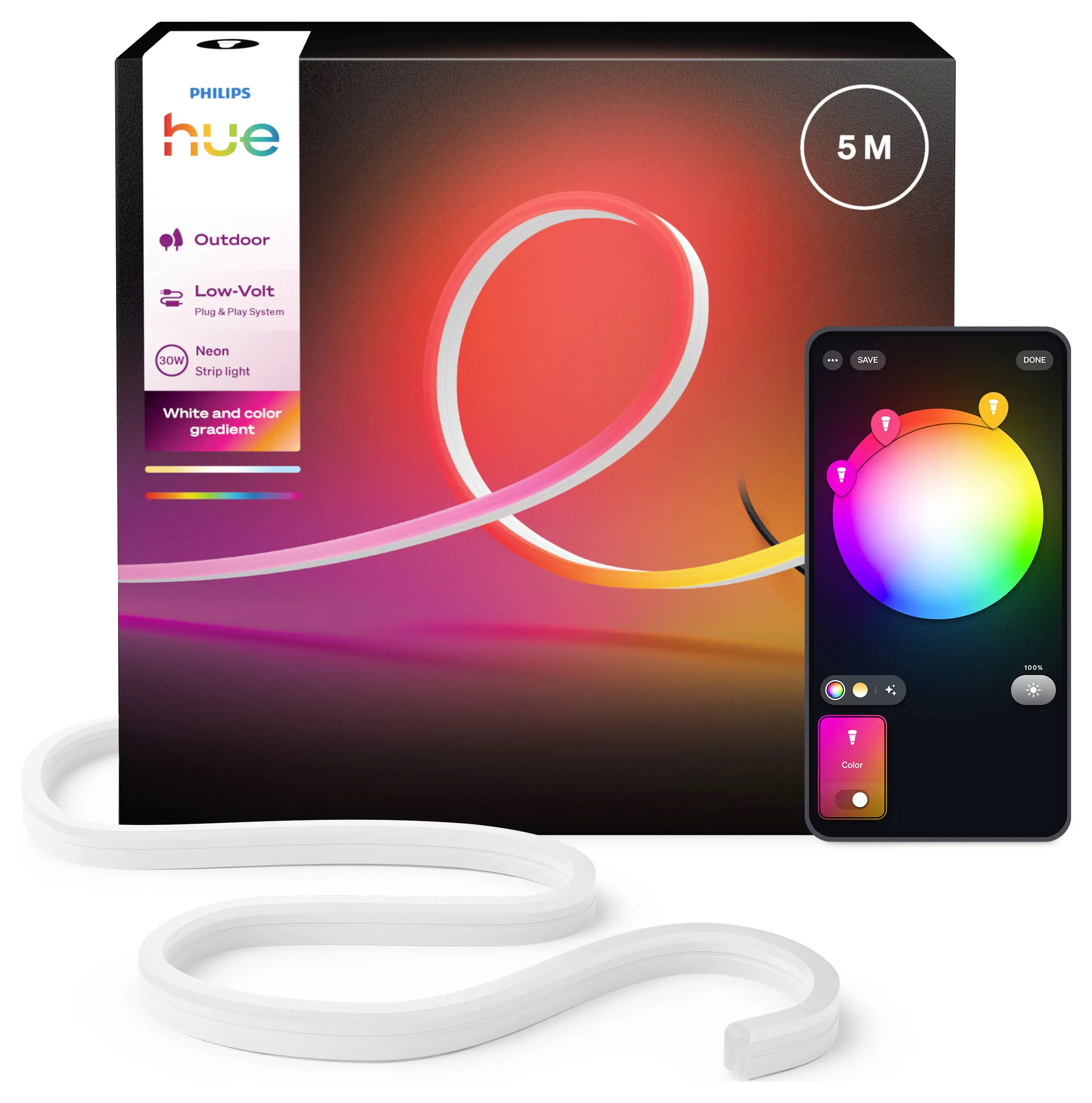 Світлодіодна стрічка Philips Hue 8721103088734 EEK: G (A - G) Neon Gradient Outdoor 30 W RGBICWW