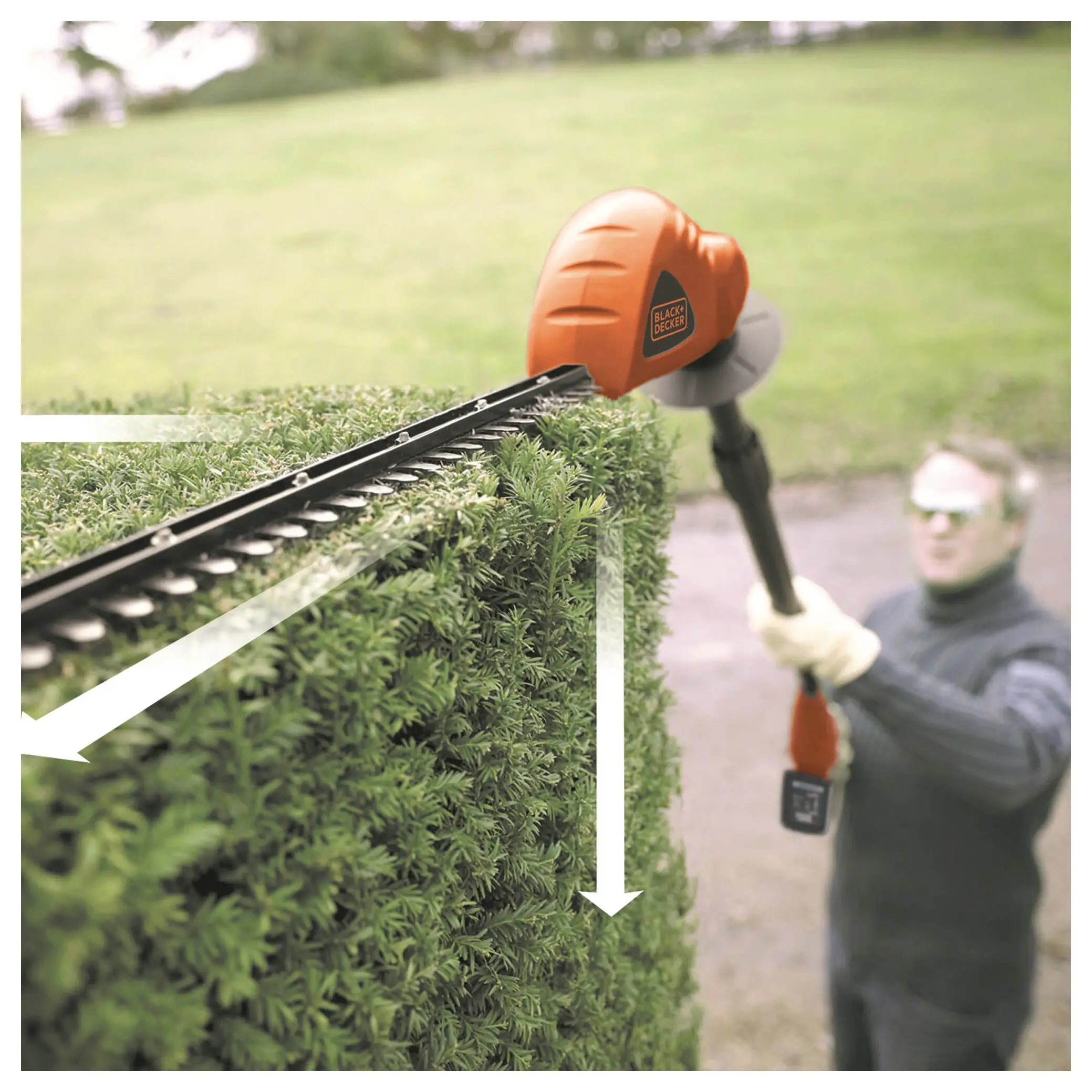 Аккумуляторный кусторез Black & Decker, в комплекте с аккумулятором и зарядным устройством, литий-ионный, 18 В, длина лезвия 430 м