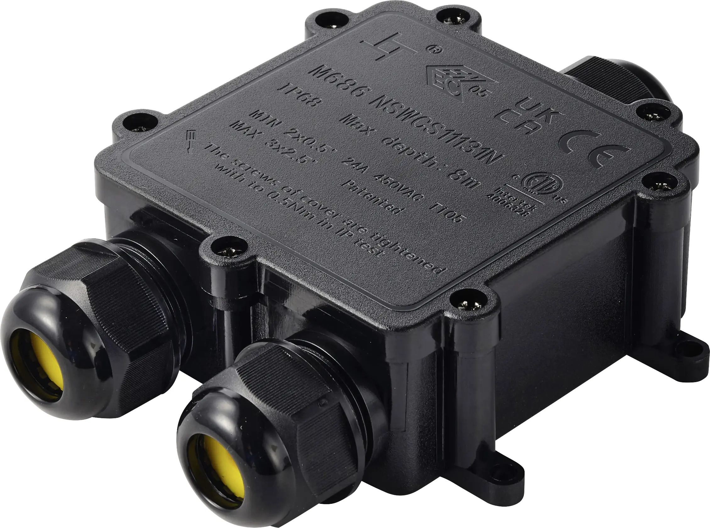 TRU COMPONENTS Розподільна коробка IP68 водонепроникна, 3 входи, 0,5-4,0 мм² TC-14745288 чорна TRU COMPONENTS Комплектація: 1 шт.
