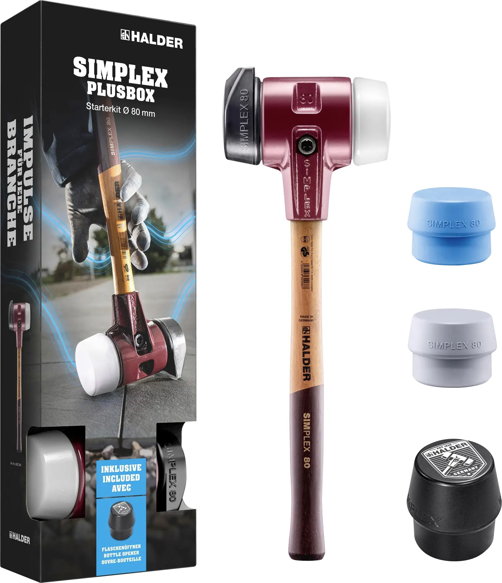 Резиновый молоток (мягкий) Halder SIMPLEX-Plusbox Starterkit 3027s025 средней твердости 4400 г 180 мм 1 шт.