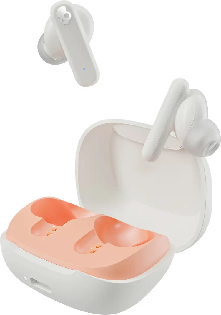 Наушники-вкладыши Skullcandy Smokin' Buds True Wireless, цвет костяной оранжевый, Bluetooth, оранжево-белые, с сенсорным управлени