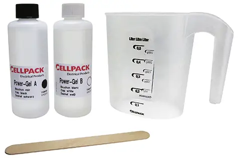 CellPack 335121 POWER GEL/1000ml Двухкомпонентный силиконовый гель для заливки соединительных и распределительных коробок, прозрач