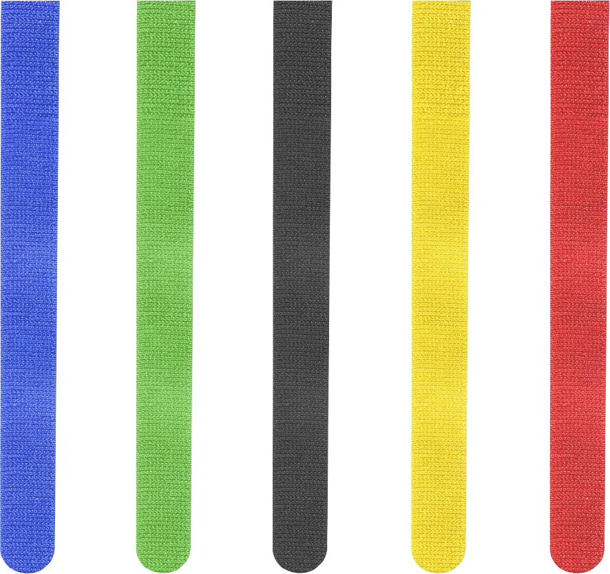 Нейлоновые стяжки Hama Velcro, красные, синие, желтые, зеленые, черные, эластичные (Д x Ш) 215 мм x 16 мм, 5 шт. 00221004