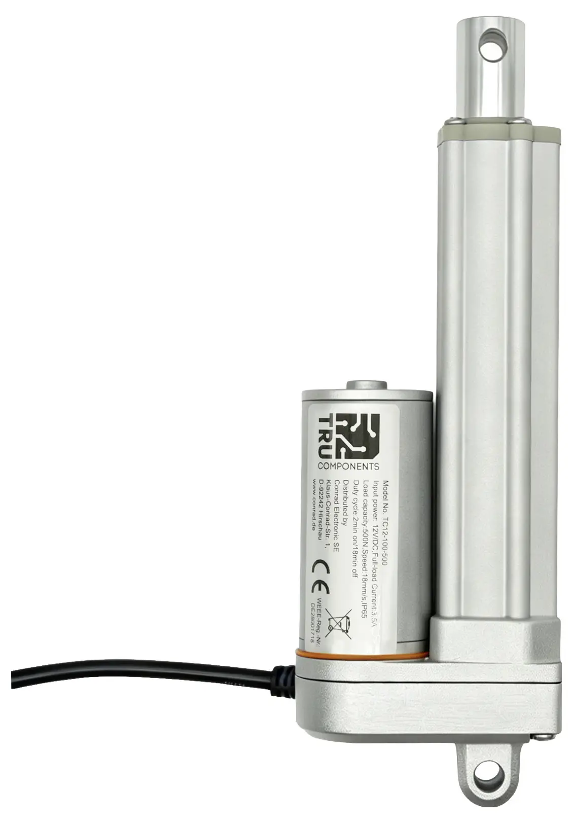 Електричний привід TRU COMPONENTS TC12-100-500 POT TC-14973288 Довжина ходу 100 мм Зусилля натискання 500 Н 12 В/DC 1 шт.