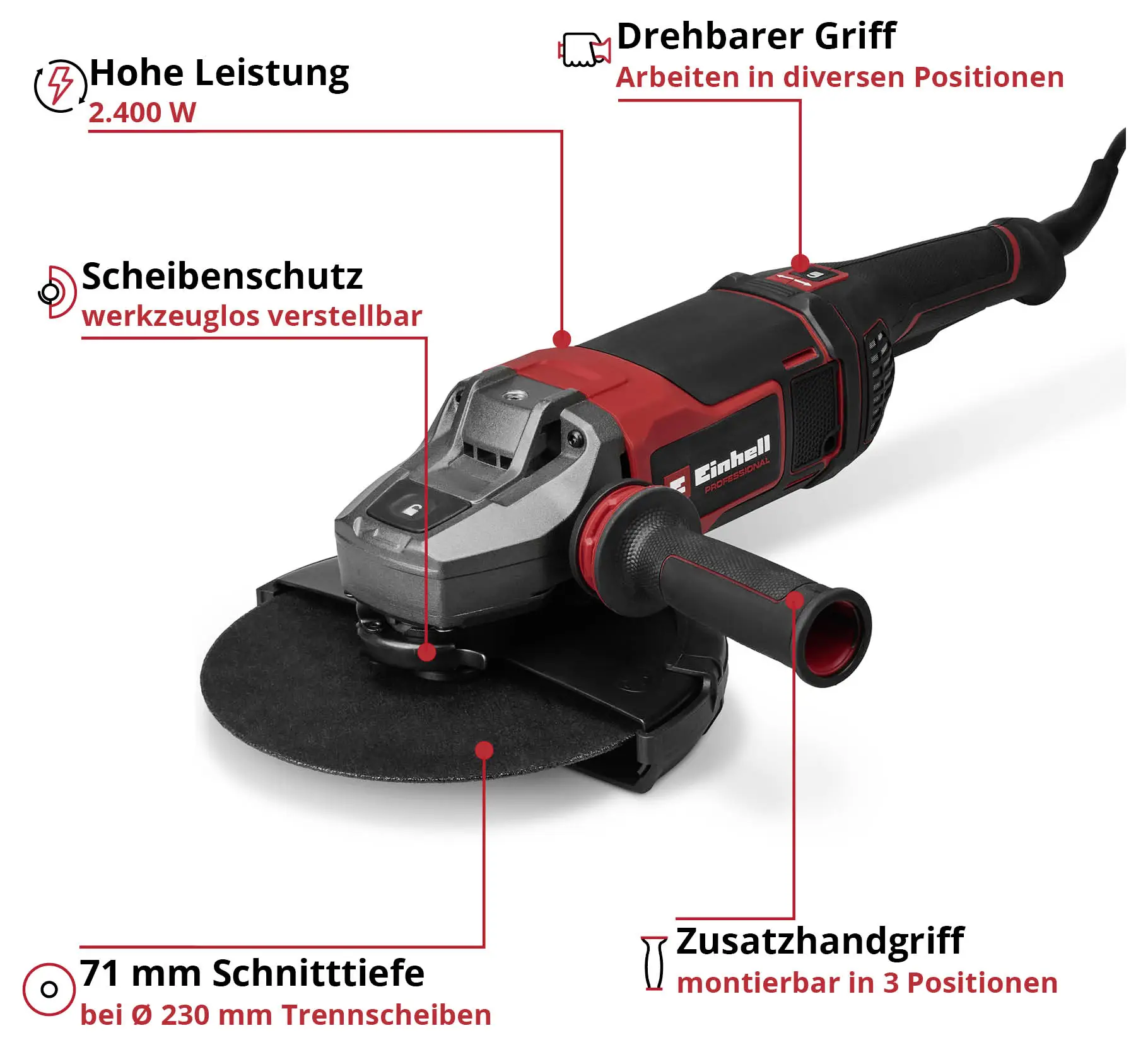Угловая шлифовальная машина Einhell Professional TP-AG 230/2400 4430895 2400 Вт