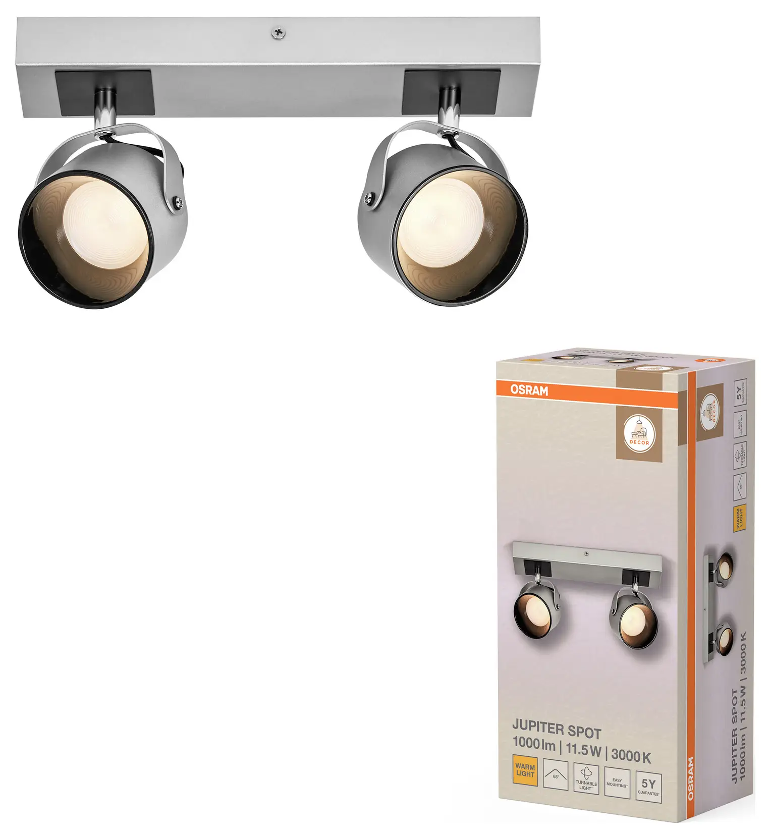 Светодиодный потолочный прожектор, OSRAM HOMELIGHTING Decor Spot Jupiter 2 Spot настенный светильник 4099854471452 230 В 11,5 Вт 4