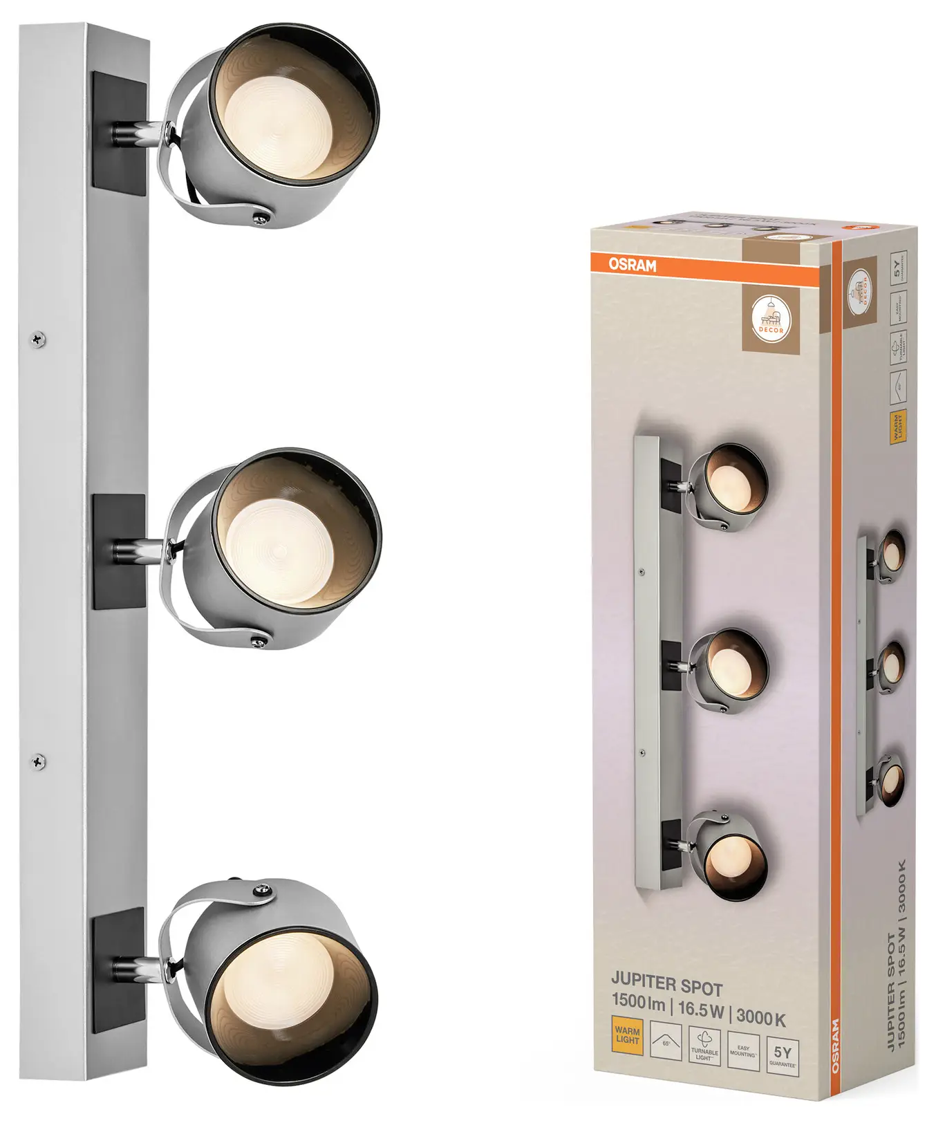 Светодиодный потолочный прожектор, OSRAM HOMELIGHTING Decor Spot Jupiter 3 Spot настенный светильник 4099854471476 230 В 16,5 Вт 5