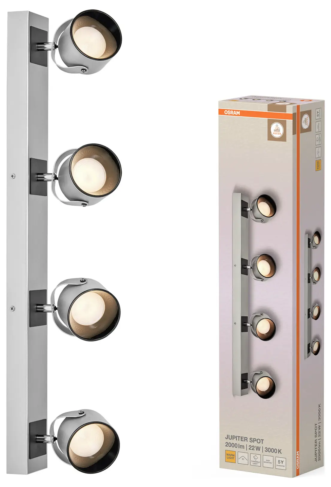 Светодиодный потолочный прожектор, OSRAM HOMELIGHTING Decor Spot Jupiter 4 Spot настенный светильник 4099854471490 230 В 22 Вт 730