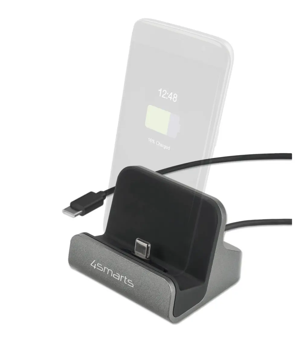 Стаціонарна зарядна станція 4Smarts 60 Вт USB-C Power Delivery сірого кольору Домашнє USB Power Delivery (USB-PD)