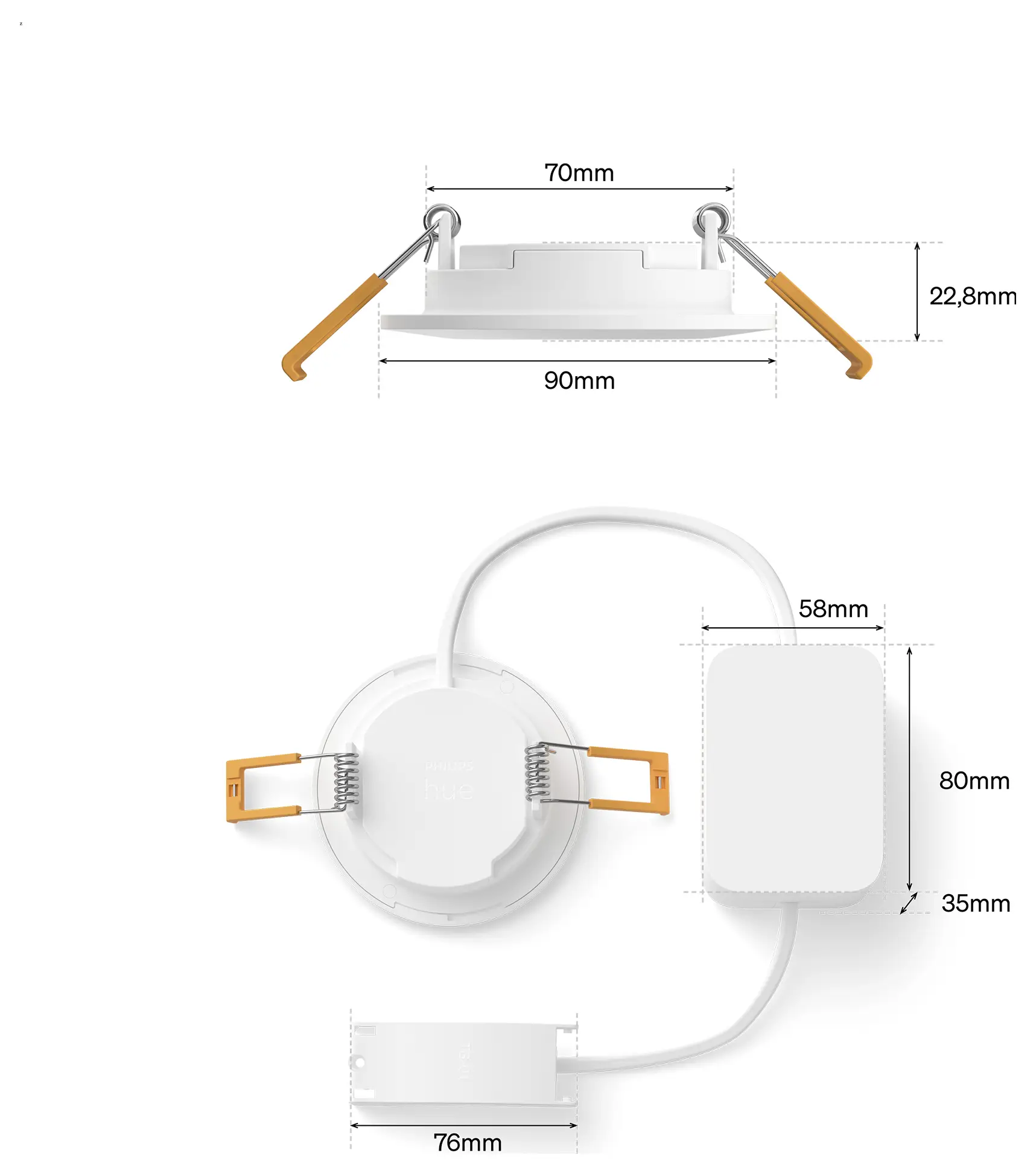 Встраиваемый светодиодный светильник Philips Hue Hue 8721103109118, 1 шт., мощность 0,5 Вт, теплый белый дневной свет.