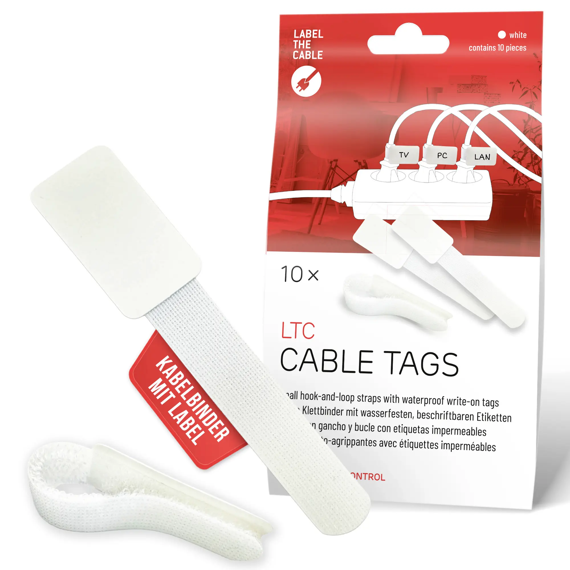 Этикетки на липучке для кабелей LTC CABLE TAGS LTC 2620-10, 10 шт.