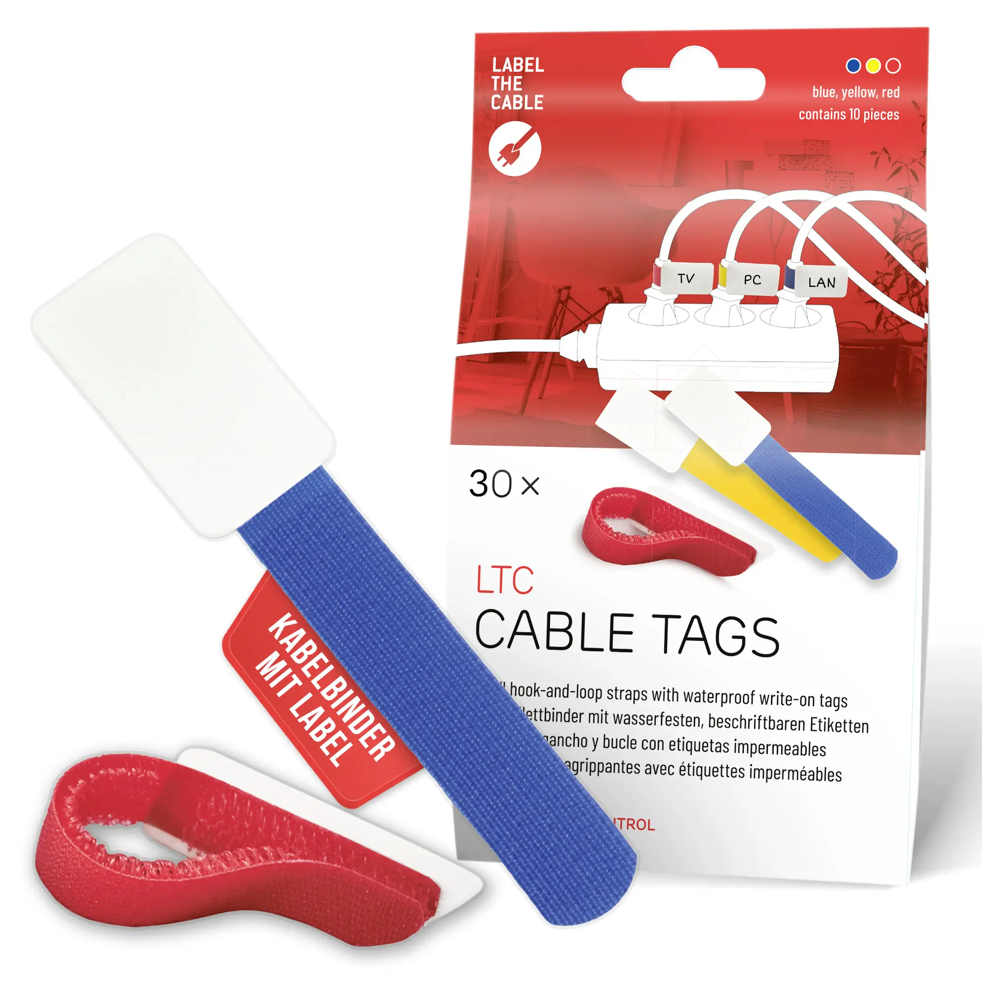 Этикетки на липучке для маркировки кабелей LTC CABLE TAGS LTC 2630-30, 30 шт.