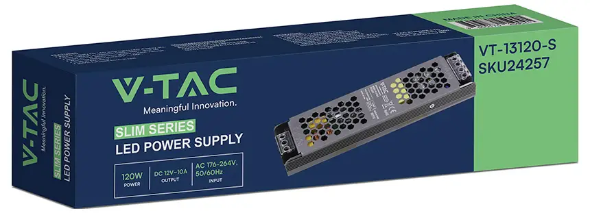 V-TAC VT-13120-S Світлодіодний трансформатор постійної напруги 120 Вт 10 A 12 В/DC, не регулюється яскравістю 1 шт.