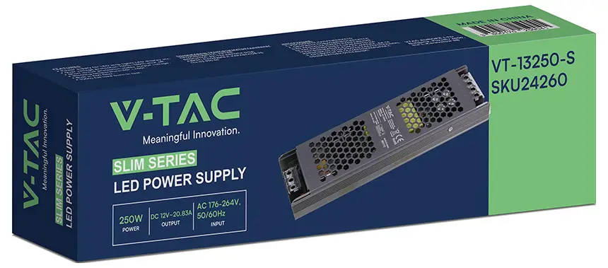 V-TAC VT-13250-S Світлодіодний трансформатор постійної напруги 250 Вт 20,83 A 12 В/DC, не регулюється 1 шт.