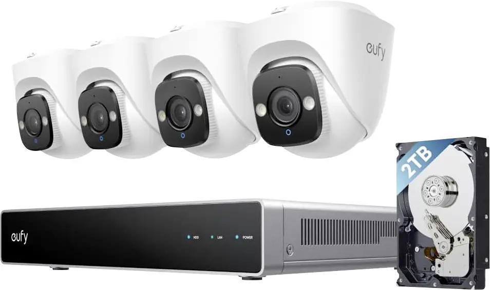 Система видеонаблюдения eufy E41 E8P10321, проводная, LAN, IP-сеть, видеорегистратор, разрешение 3840 x 2160 пикселей.