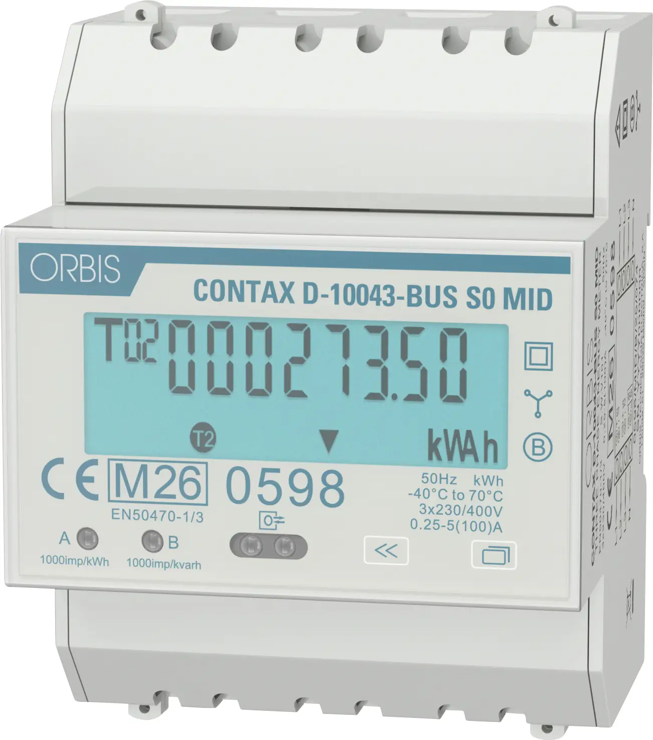 ORBIS Zeitschalttechnik кВт-Zähler OB7010002 Цифровой счетчик переменного тока 100 А Сертификат MID: да 1 шт.