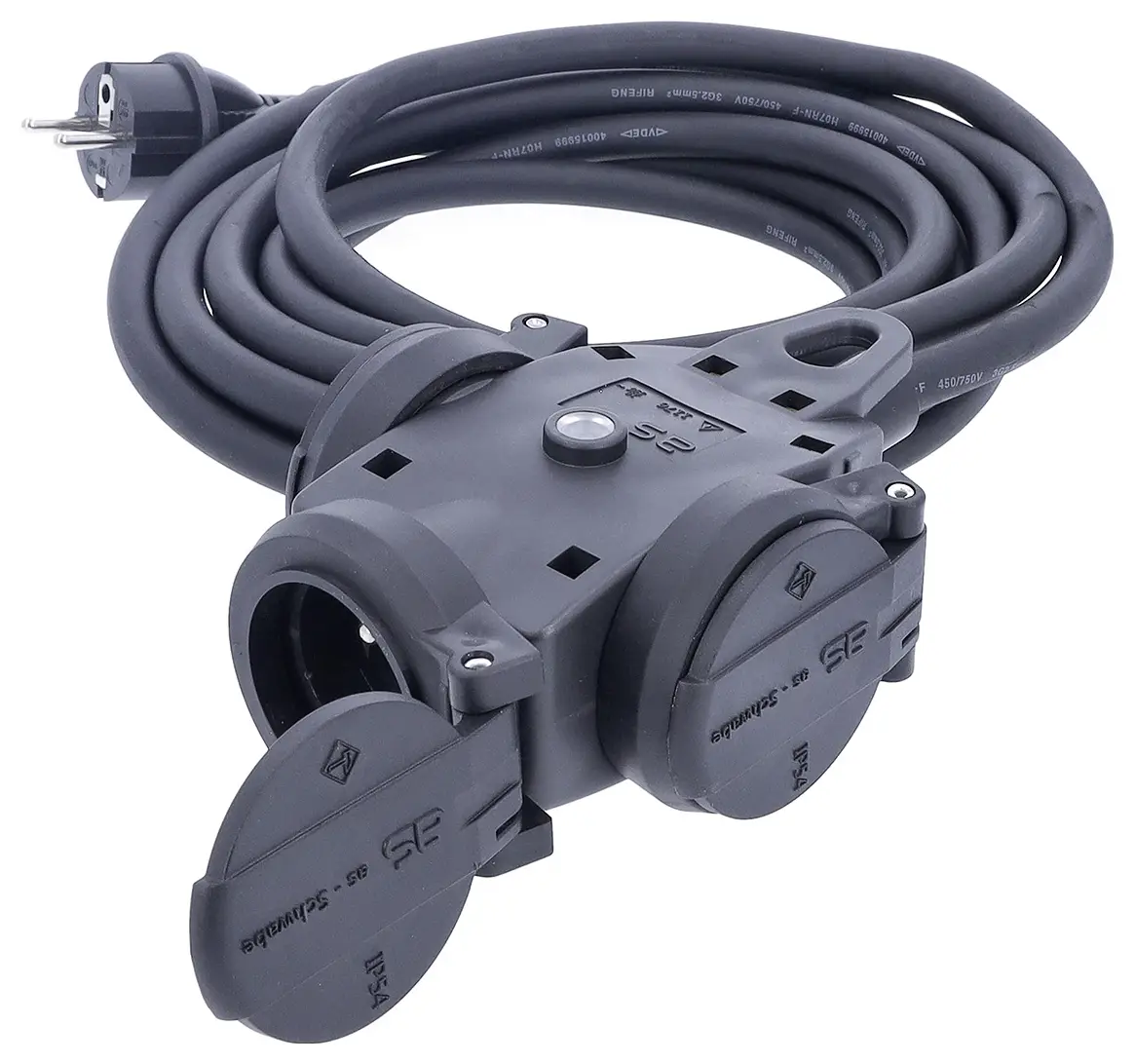 Удлинитель AS Schwabe 860445, 3 розетки, H07RN-F 3G 2,5 мм², 230 В, 16 А, 5 м