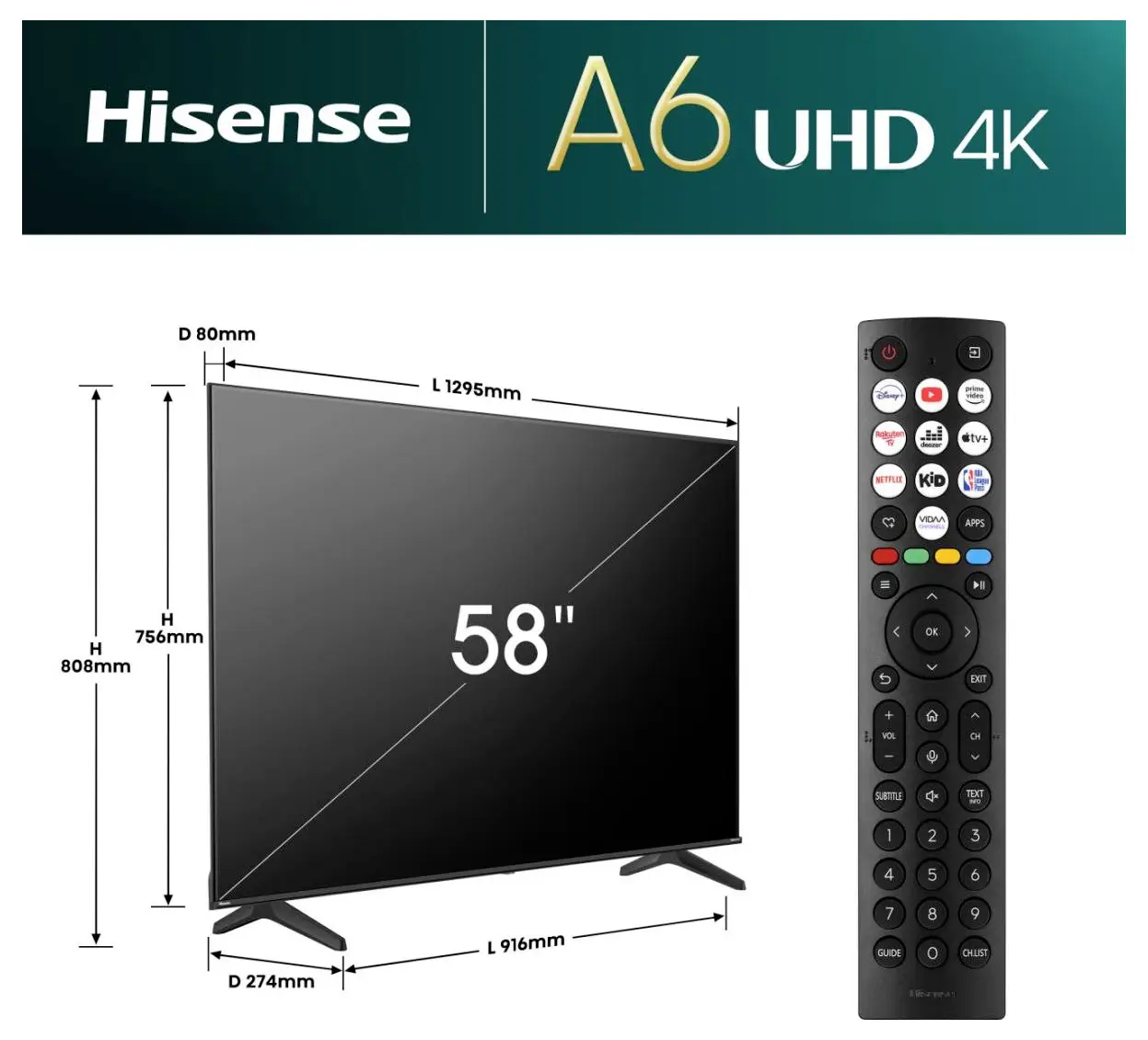 ЖК-телевизор Hisense 58E6NT, 58 дюймов, 60 Гц