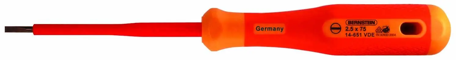 Плоская отвертка BERNSTEIN Tools for Electronics Bernstein Werkzeugfabrik 14-653 VDE. Ширина лезвия: 4 мм. Длина наконечника: 100