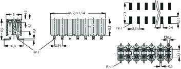 SMD PIN-контактна планка, роз'єм Fischer Elektronik BL LP 6 SMD/ 40/Z, RM 2.54 2 X 20 ZINN