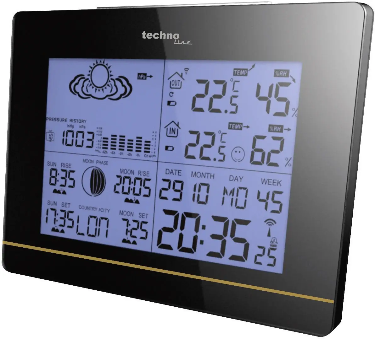 Беспроводная метеостанция Techno Line WS 6750, 50 м, -20, +60 °C