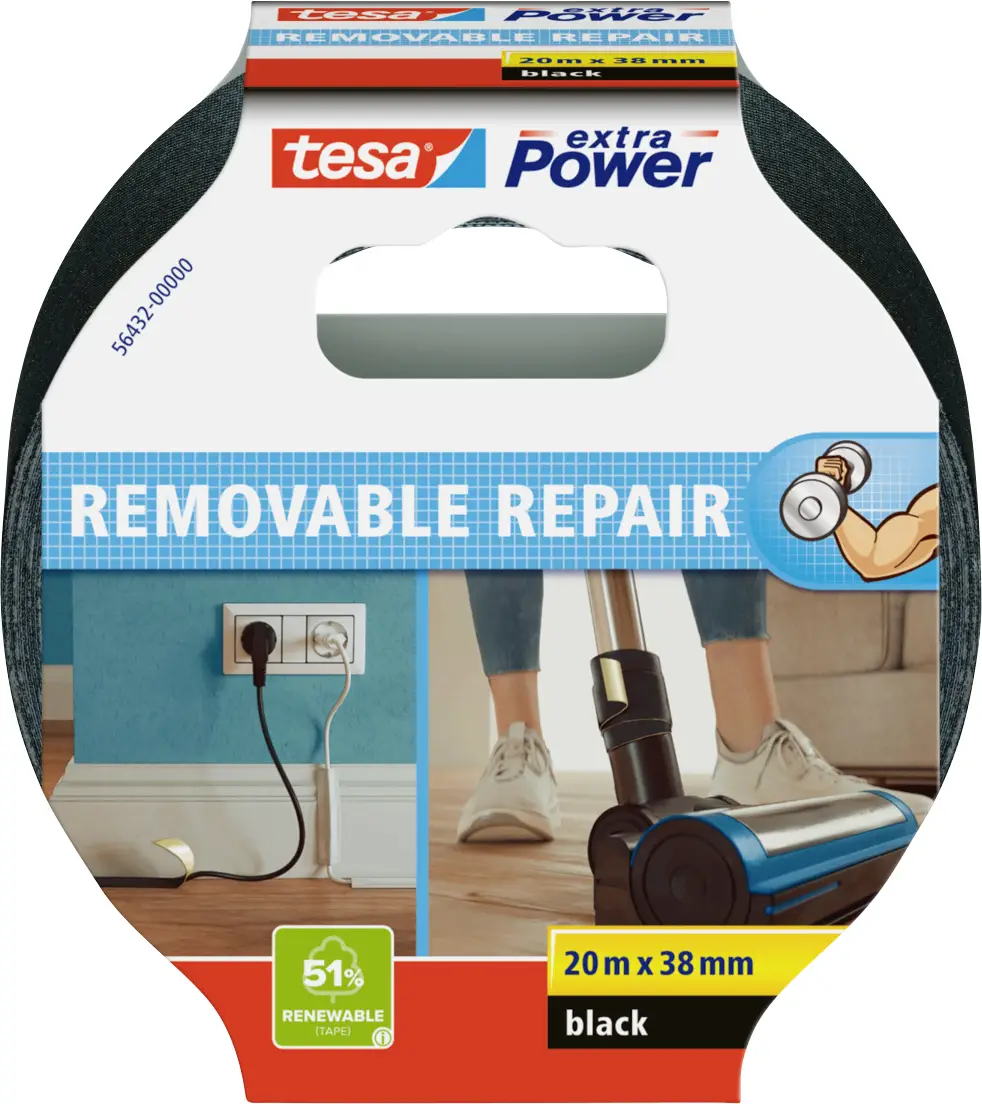 Лента Tesa из ткани Tesa® Extra Power 56432-00000-00 ECO REPAIR (Д x Ш) 20 м x 38 мм 20 м 1 шт.