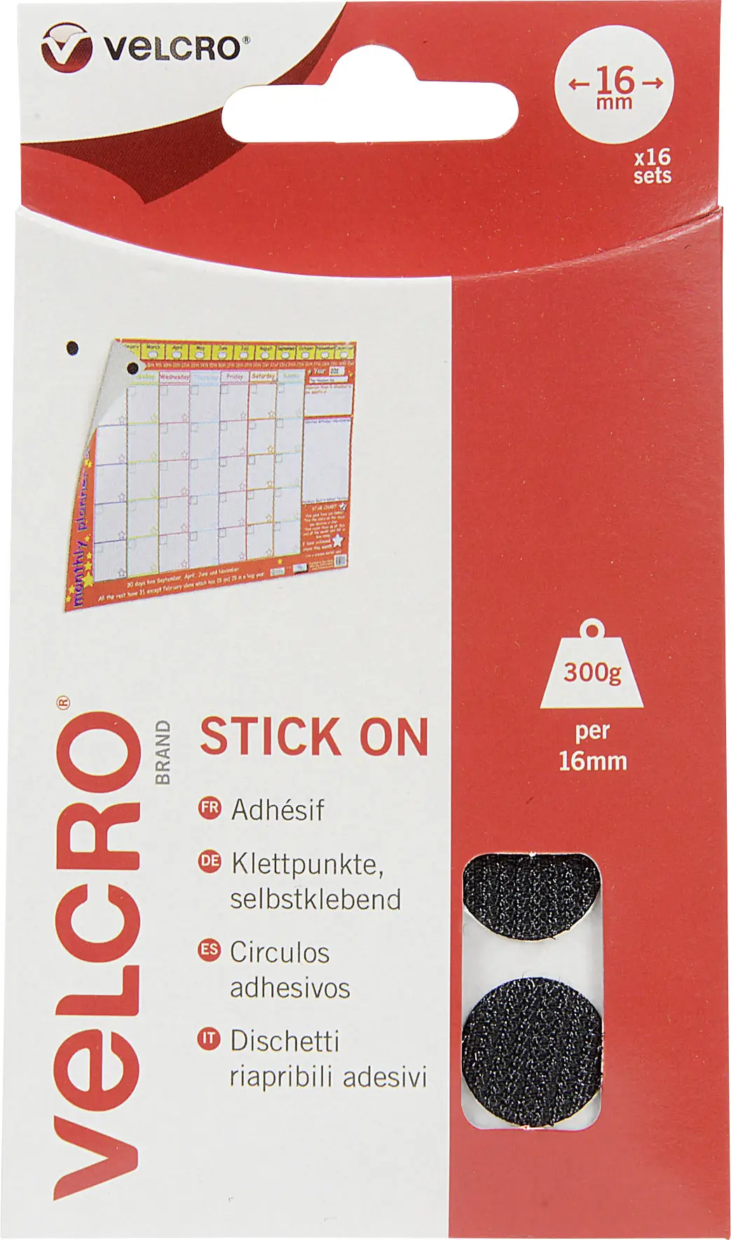 Кругла липучка для склеювання з петлями та гачками (Ø) 16 мм чорна VELCRO® VEL-EC60228 16 пар