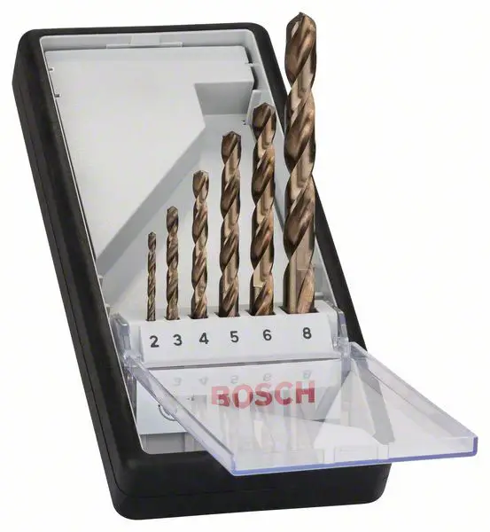 Набор сверл Bosch Accessories 2607019924 из быстрорежущей стали (HSS) для металла, 6 шт., 2 мм, 3 мм, 4 мм, 5 мм, 6 мм, 8 мм, коба