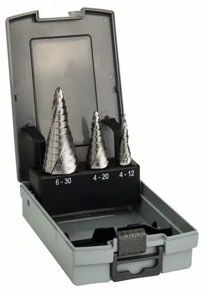 Набор сверл Bosch Accessories 2608587426 из быстрорежущей стали с коническим профилем, 3 шт. Стандартный держатель, 1 комплект