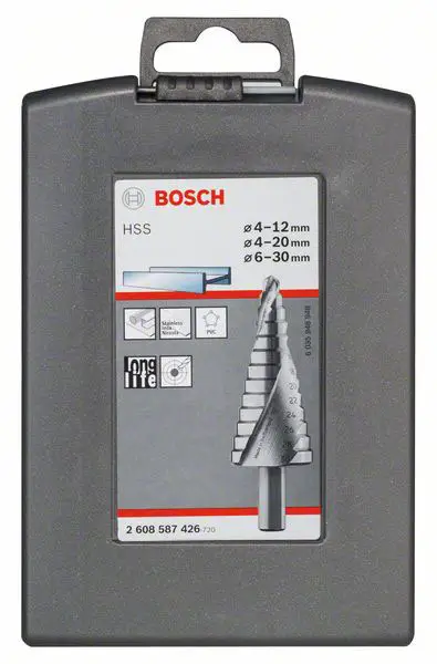 Набор сверл Bosch Accessories 2608587426 из быстрорежущей стали с коническим профилем, 3 шт. Стандартный держатель, 1 комплект