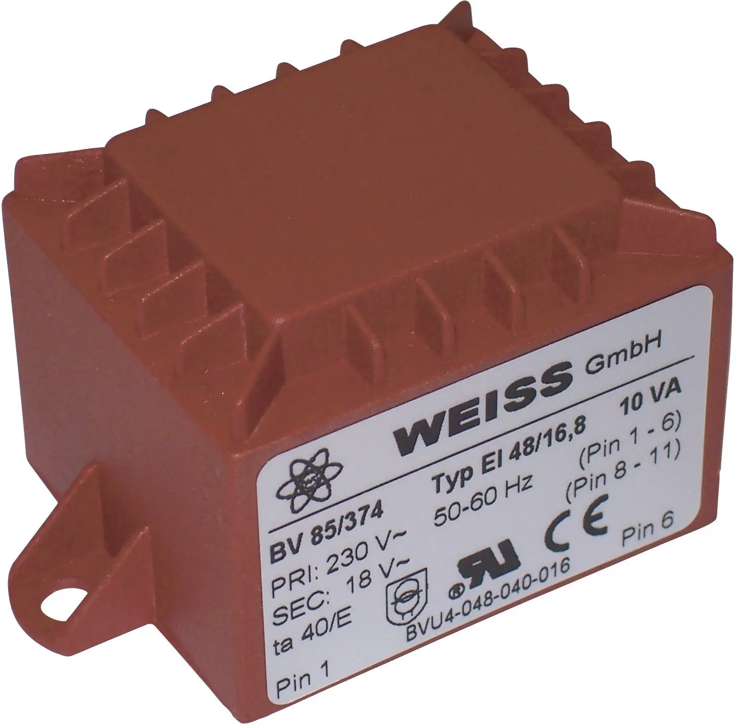 Трансформатор для печатной платы Weiss Elektrotechnik 85/378 10.0VA 230V / 2X12V / 41